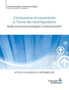 Christianisme et transmission à l`heure des reconfigurations