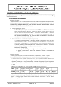 approximation de l`optique géométrique – lois de descartes