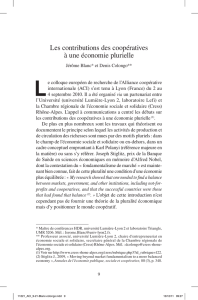 Les contributions des coopératives à une économie plurielle