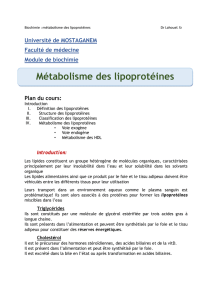Métabolisme des lipoprotéines