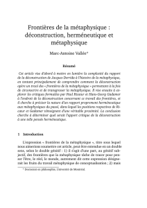 Frontières de la métaphysique : déconstruction