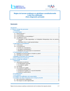 Règles de bonnes pratiques en génétique constitutionnelle à