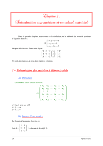 Chapitre 2. Introduction aux matrices et au calcul matriciel