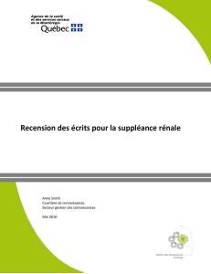 Recension des écrits pour la suppléance rénale
