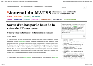 Sortir d`en bas par le haut de la crise de l`Euro
