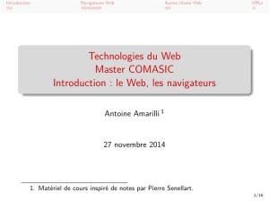 Technologies du Web Master COMASIC Introduction : le Web, les