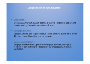 Présentation générale des langages de programmation