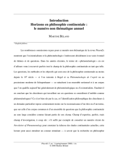 Introduction Horizons en philosophie continentale : le