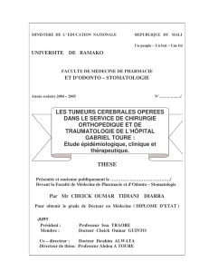 LES TUMEURS CEREBRALES OPEREES DANS LE SERVICE DE