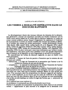 les verbes a modalité impérative dans le discours rapporté