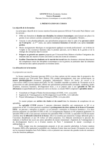 LICENCE Droit, Économie, Gestion Mention Économie Parcours