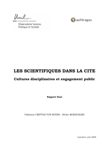 Tdm du rapport « Les Scientifiques dans la Cité » (brouillon)