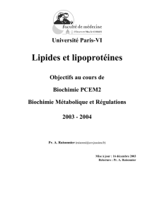 Lipides et lipoprotéines