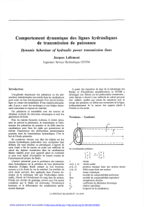 Comportement dynamique des lignes hydrauliques de transmission