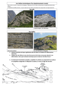 Exercice indices tectoniques de l`épaississement crustal