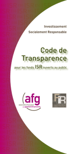Code de Transparence - Forum pour l`Investissement Responsable