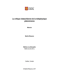 La critique nietzschéenne de la métaphysique platonicienne