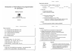 Introduction à l`informatique et la programmation IF1 2010-2011