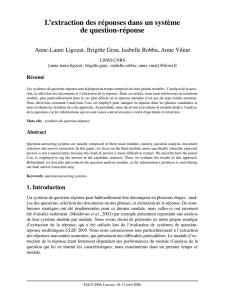 L`extraction des réponses dans un système de question