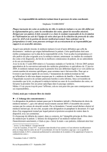 La responsabilité du médecin traitant dans le parcours de