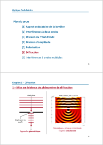Plan du cours [1] Aspect ondulatoire de la lumière [2] Interférences à