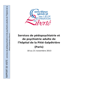 Rapport de visite des services de psychiatrie de l`hôpital de la Pitié