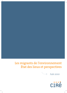 Les migrants de l`environnement État des lieux et - CNCD