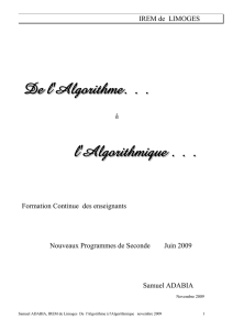 De l`Algorithme… - IREM de Limoges