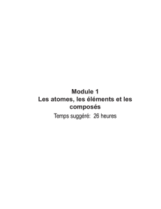 Module 1 Les atomes, les éléments et les composés Temps suggéré