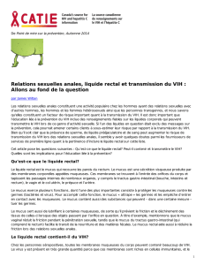 Relations sexuelles anales, liquide rectal et transmission du VIH