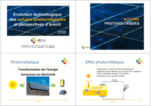 Evolution technologique des cellules photovoltaïques et