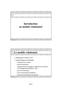 Introduction au modèle relationnel Le modèle relationnel