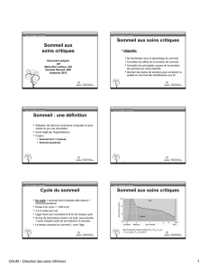 Sommeil aux soins critiques Sommeil aux soins critiques