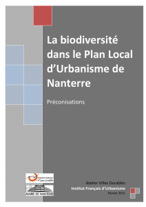 La biodiversité dans le Plan Local d`Urbanisme de Nanterre