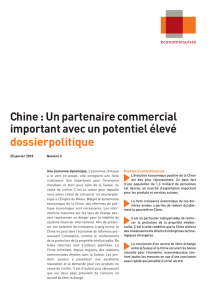 Chine : Un partenaire commercial important avec un potentiel élevé