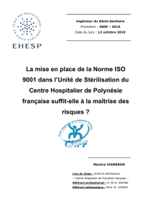 La mise en place de la Norme ISO 9001 dans l`Unité de Stérilisation