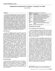 L`implication du pharmacien à l`urgence : du projet à