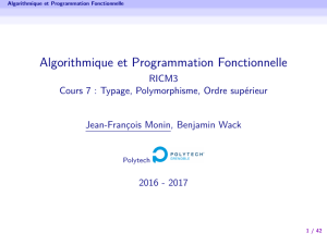 Algorithmique et Programmation Fonctionnelle