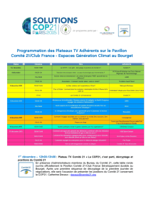 1er décembre – 12h00-13h00 : Plateau TV Comité 21 « La COP21