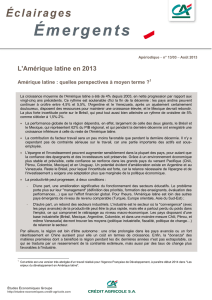 L`Amérique latine en 2013 - Credit Agricole, Etudes Economiques