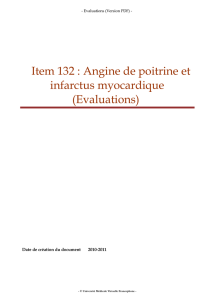 Item 132 : Angine de poitrine et infarctus myocardique