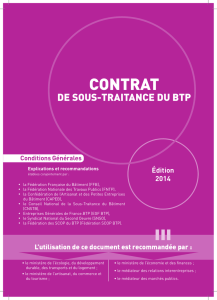 Contrat de sous-traitance du BTP-Edition 2014