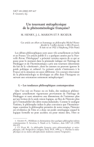 Le tournant ontologique de la phénoménologie française?