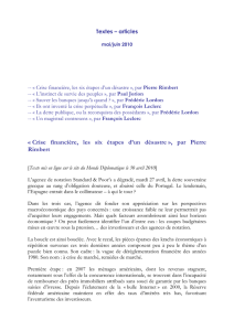 Crise financi&egrave;re, les six &eacute;tapes d`un d&eacute;sastre &raquo;, par