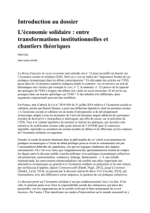 Introduction au dossier L`économie solidaire : entre transformations