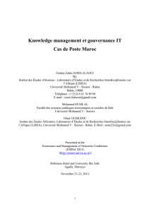 Knowledge management et gouvernance IT Cas de Poste Maroc