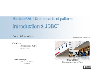 Support de cours : "Introduction à JDBC"