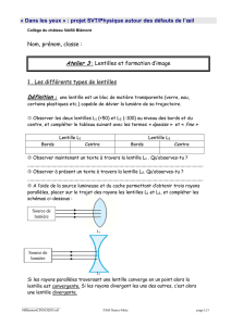 Lentilles et formation d`image - Académie de Nancy-Metz