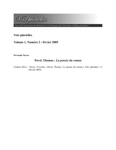 Voix plurielles Volume 1, Numéro 2 : février 2005 Pavel, Thomas