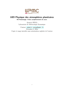 UE9 Physique des atmosphères planétaires